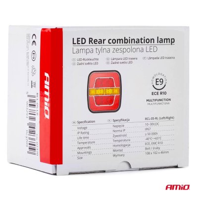 Bageste kombination LED-lampe AMiO RCL-05-LR venstre/højre