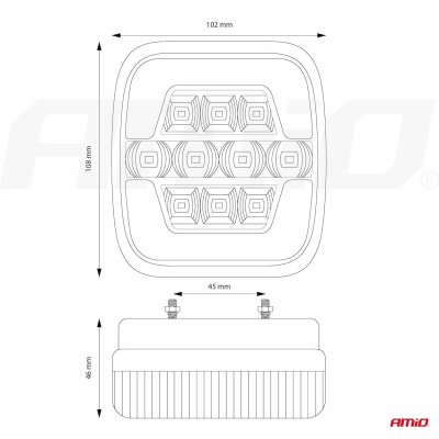 Bageste kombination LED-lampe AMiO RCL-05-LR venstre/højre