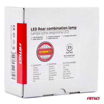 Bagkombination LED lampe AMiO RCL-07-LR dynamisk venstre/højre