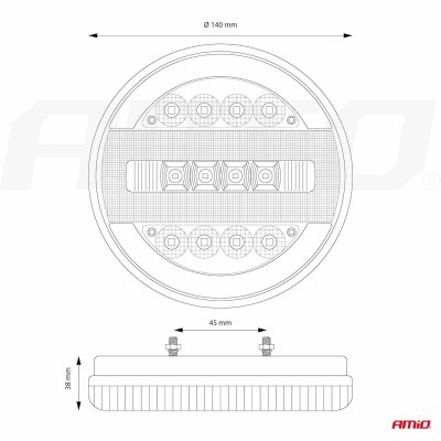 Bagkombination LED lampe AMiO RCL-07-LR dynamisk venstre/højre