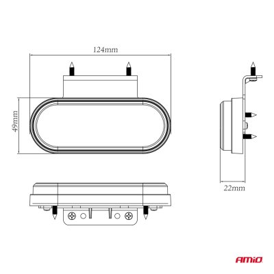 Marker outline LED lys AMiO OM-01-O oval, orange