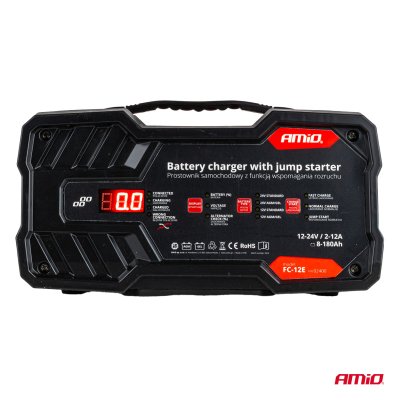 Batterioplader 12A 12/24V med startboost 12V 75 A