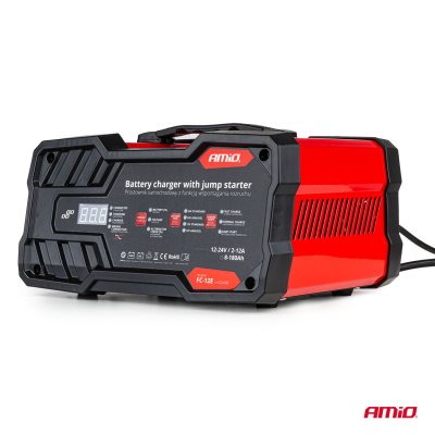 Batterioplader 12A 12/24V med startboost 12V 75 A