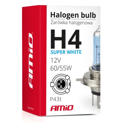 Halogenpære H4 12V 60/55W UV-filter (E8) Super Hvid