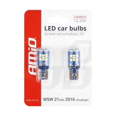 LED CANBUS 21SMD UltraBright 2016 T10 W5W Hvid 12V/24V