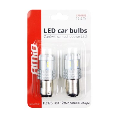 LED CANBUS 3020 22SMD UltraBright 1157 BAY15D P21/5W Hvid 12V/24V