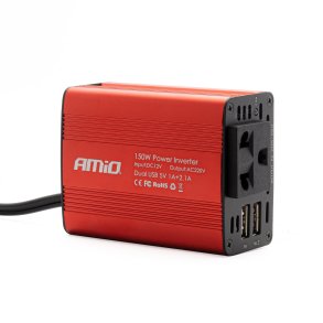 Strømomformer AMiO 12V/230V 150W/300W 2xUSB PI01