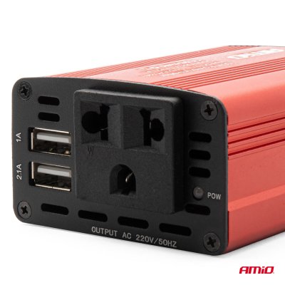 Strømomformer AMiO 12V/230V 150W/300W 2xUSB PI01