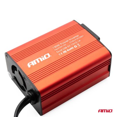 Strømomformer AMiO 12V/230V 150W/300W 2xUSB PI01