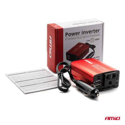 Strømomformer AMiO 12V/230V 150W/300W 2xUSB PI01