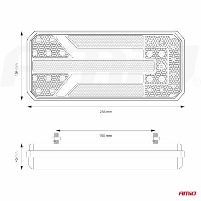 Bag kombination LED lampe AMiO RCL-01-LR dynamisk, venstre