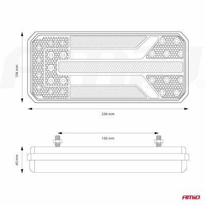 Bagkombinations LED lampe AMiO RCL-01-LR dynamisk, højre