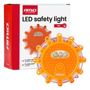 Vejbar bærbar LED advarselslys med arbejdslygtefunktion 3xAAA IP65 12SMD + 3SMD