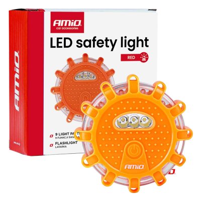 Vejbar bærbar LED advarselslys med arbejdslygtefunktion 3xAAA IP65 12SMD + 3SMD