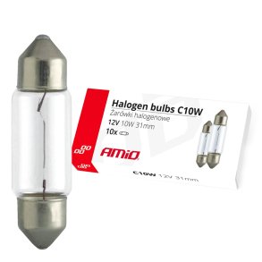 Halogen pærer C10W Festoon 31mm 12V 10stk
