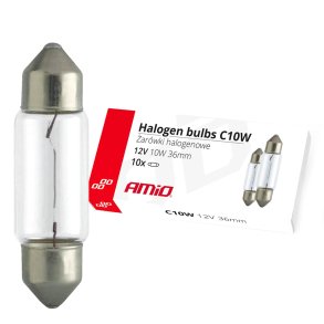 Halogenpærer C10W Festoon 36mm 12V 10stk