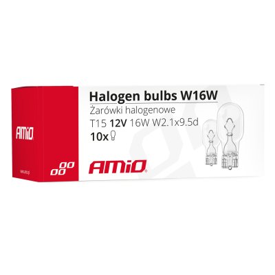 Halogenpærer W16W T15 16W W2.1x9.5d 12V 10 stk.