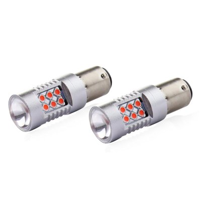 LED CANBUS 3030 24SMD 1157 BAY15D PR21/5W Rød 12V/24V