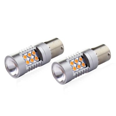 LED-pærer CANBUS 3030 24SMD 1156 BAU15S PY21W Amber 12V/24V