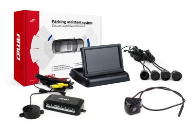 Parkeringassistent system 4,3 TFT02 FLIP-UP CAM-310 sort 22mm