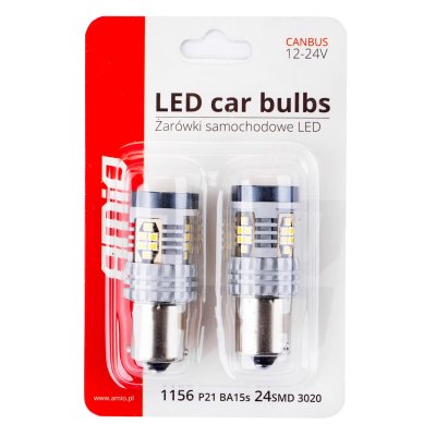 LED CANBUS 3020 24SMD 1156 BA15S P21W R10W R5W Hvid 12V/24V