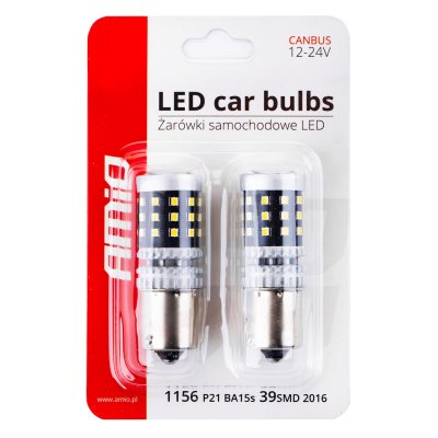 LED CANBUS 2016 39SMD 1156 BA15S P21W R10W R5W Hvid 12V/24V