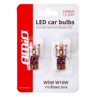 LED pærer CANBUS 2016 6SMD T10 W5W W10W Hvid Hvid 12V/24V