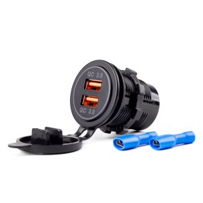 Vandtæt ladestation med 2xUSB stik 12/24V MOD-05