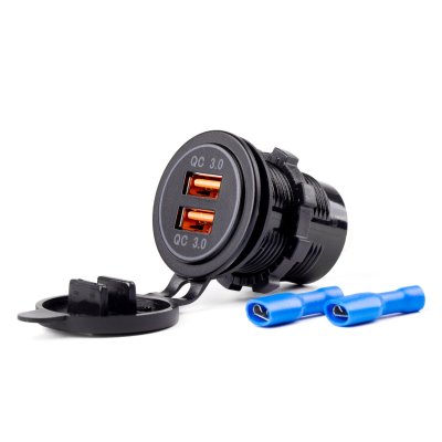 Vandtæt ladestation med 2xUSB stik 12/24V MOD-05