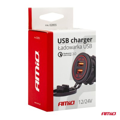 Vandtæt ladestation med 2xUSB stik 12/24V MOD-05
