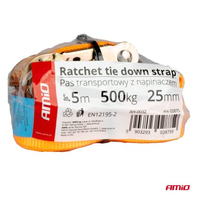Ratchet spændebånd 500kg 25mm 5m BELT-07