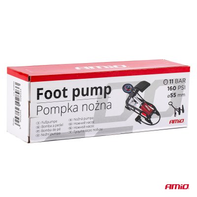 HQ enkelt stempel O55mm fodpumpe med trykmåler og adapters PU06