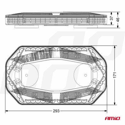 Høj intensitet MAGNETISK montering MINI LYSSTANG WLB78 293x171mm R65 R10 48LED 12/24V IP56 AMIO-02920