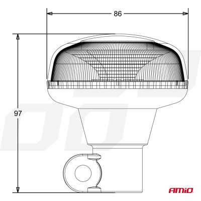 LED Advarselslampe 18 LED R65 R10 12V 24V W21p AMIO-02922