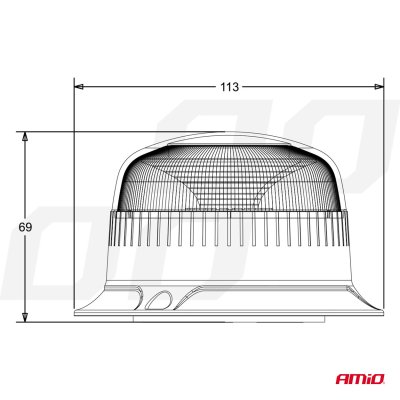 Advarselslampe W21ml Magnetisk / 3 skruer R65 R10 18LED 12/24V IP56