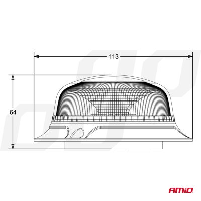 LED Advarselslampe W21m Magnetisk / 3 skruer R65 R10 18LED 12/24V IP56 AMIO-02925