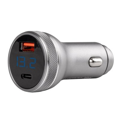 USB-lader med voltmeter 38W PCH PRO-06 USB+USB-C 12/24V