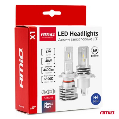 LED-forlygter X1 Serie H4/H19 AMiO-02965