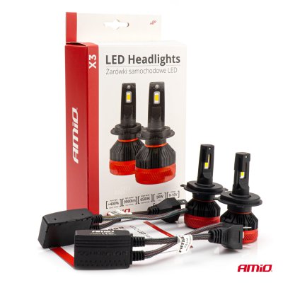 LED Forlygter X3 Serie H4/H19 AMiO-02979
