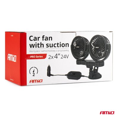 Bilventilator med sugekop 2x4" 24V