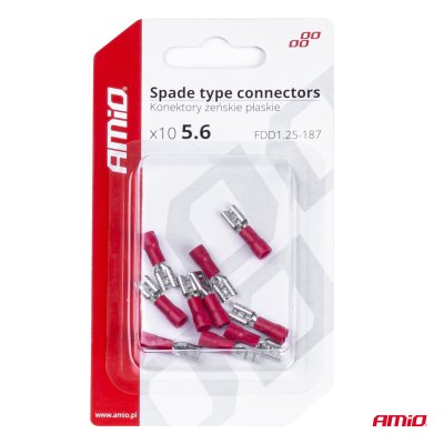 Spade type stikforbindelser 5.6mm 0.5-1.5mm2 10A 10 stk