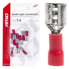 Spade type stikforbindelser 7.4mm 0.5-1.5mm2 10A 10 stk
