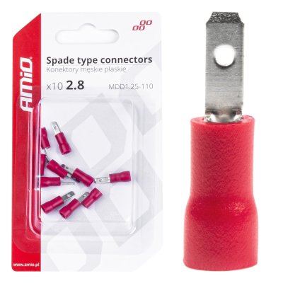 Spade type stik 2.8mm 0.5-1.5mm2 10A 10 stk