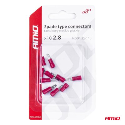 Spade type stik 2.8mm 0.5-1.5mm2 10A 10 stk