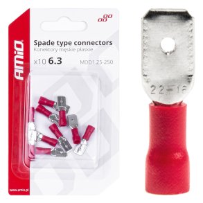 Spade type stikforbindelser 6.3mm 0.5-1.5mm2 10A 10 stk