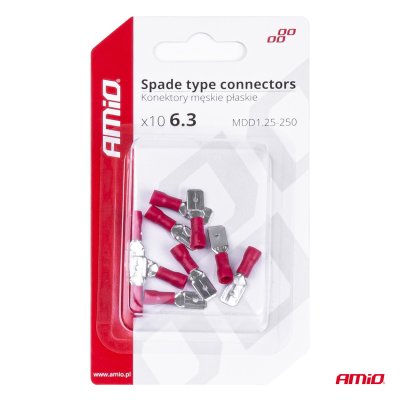 Spade type stikforbindelser 6.3mm 0.5-1.5mm2 10A 10 stk