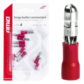 Snap bullet stikforbindere 4mm 0.5-1.5mm2 10A 10 stk
