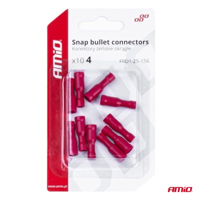 Snap bulletforbindere 4mm 0.5-1.5mm2 10A 10 stk.
