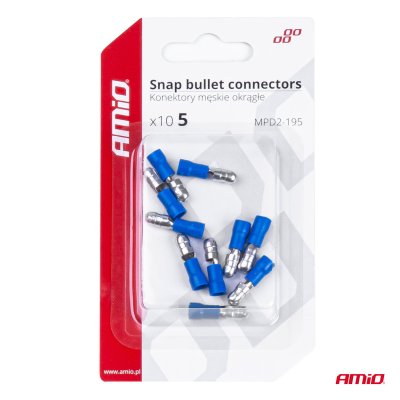 Snap Bullet stikforbindelser han 5mm 1.5-.25mm2 15A 10stk