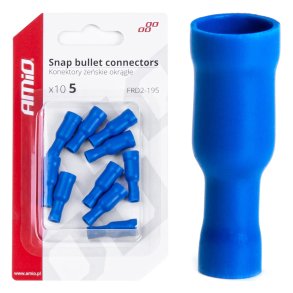 Snap bullet connectors 5mm 1.5-.25mm2 15A 10 stk